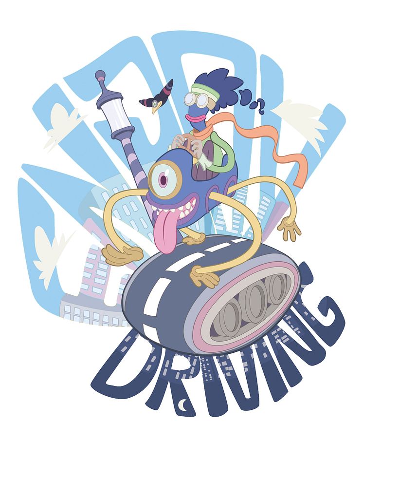 Enjoy Driving - Ilustración tradicional