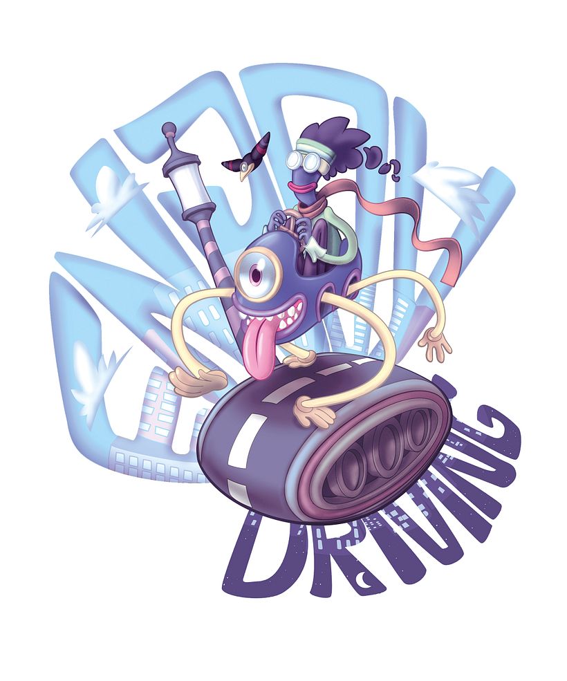 Enjoy Driving - Ilustración tradicional