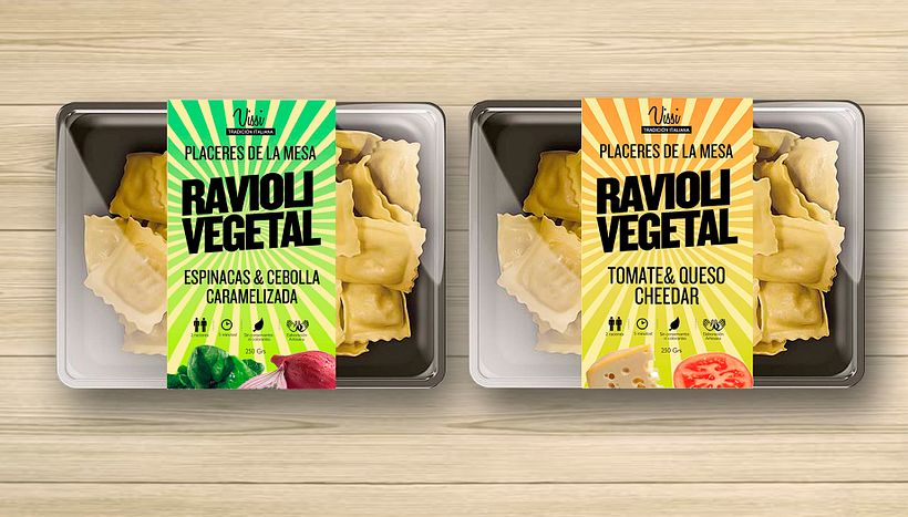 Packaging. Pasta Vissi. juvenil y tradicional. Fast food 0