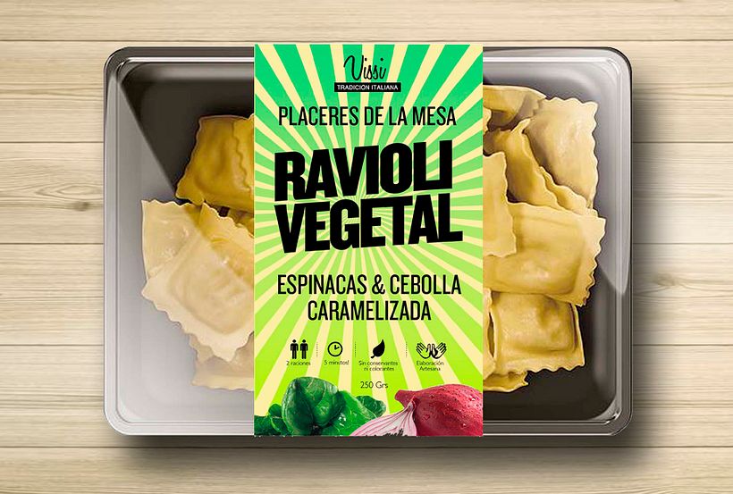Packaging. Pasta Vissi. juvenil y tradicional. Fast food 1