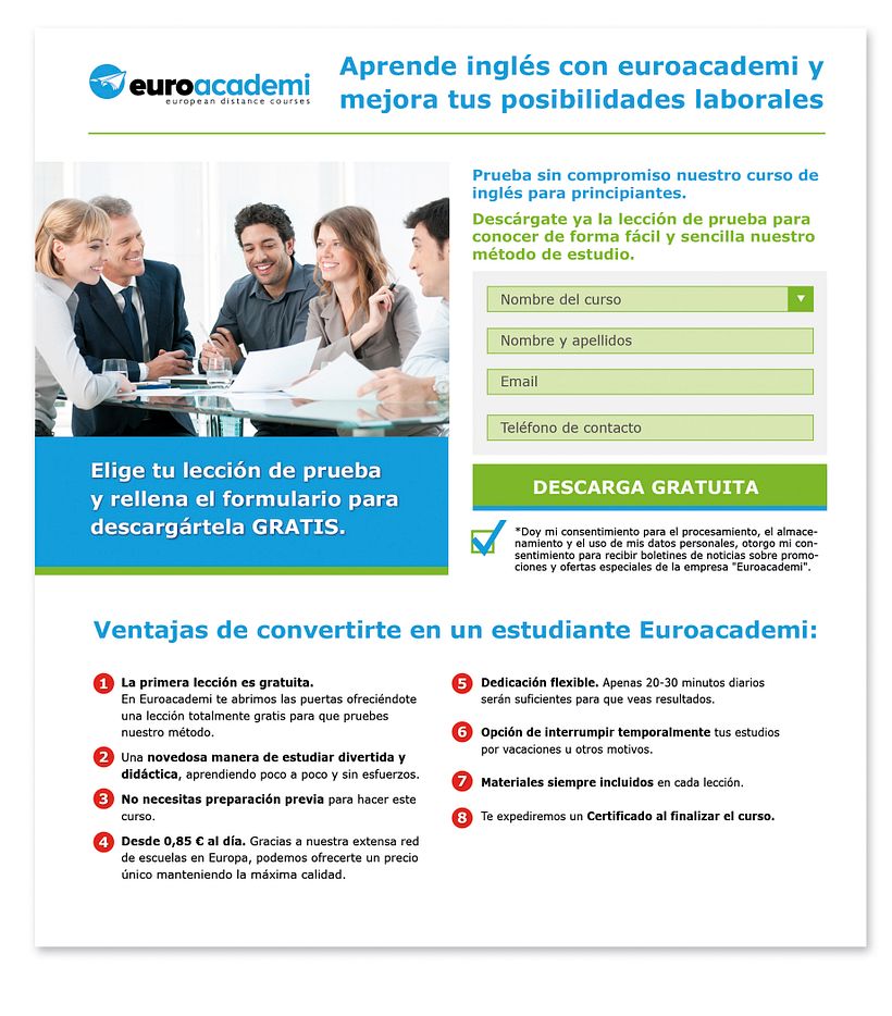 Euroacademi · Mailings + Landing pages 0