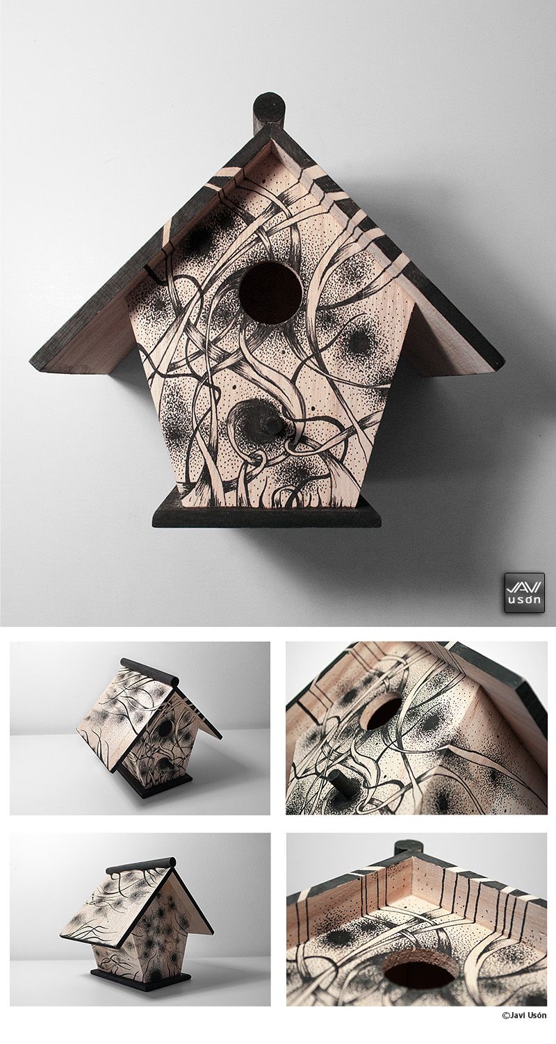 Casita de pájaros rotulada a mano 1
