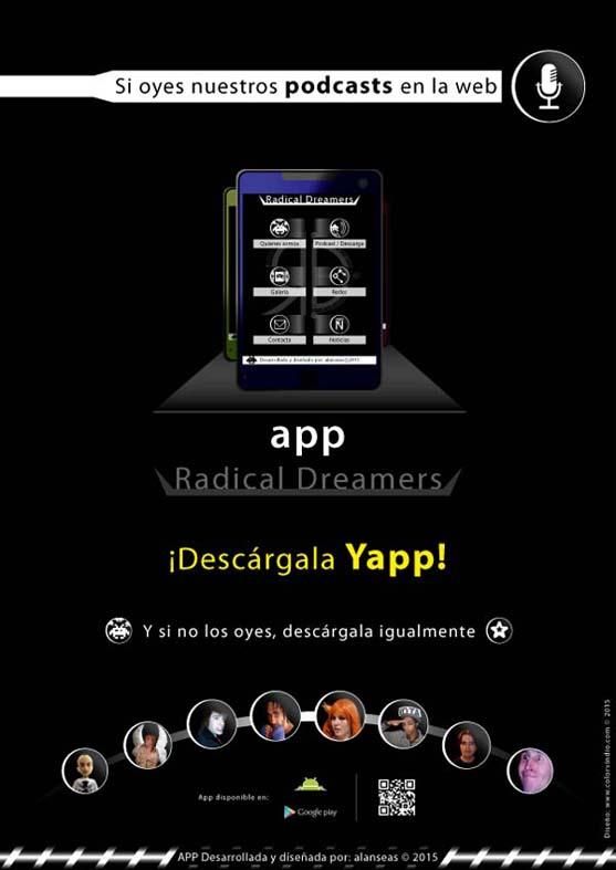 Interfaces app Radical Dreamers y cartelería promocional 0