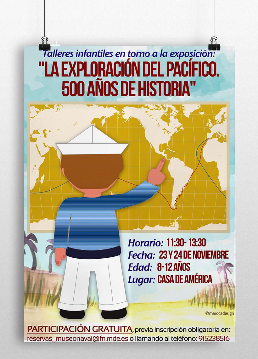 Ilustraciones talleres infantiles de exposición "La exploración del Pacífico. 500 años de historia" 3