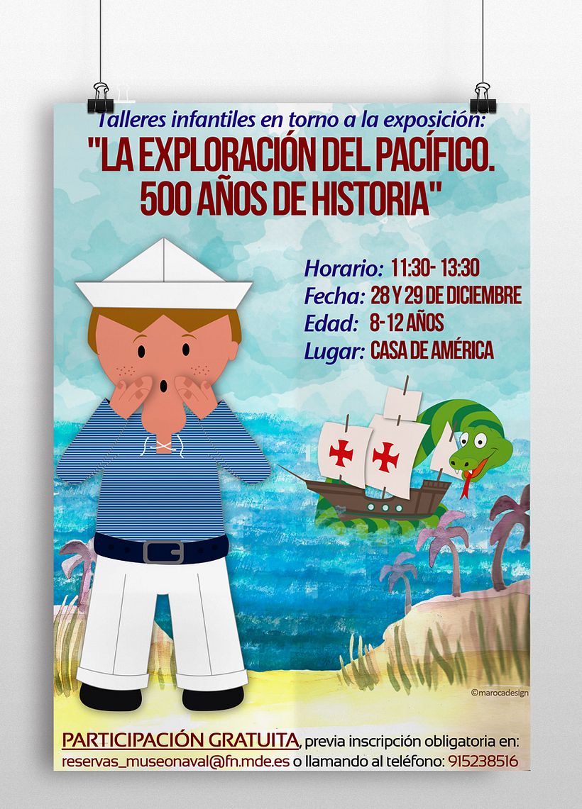 Ilustraciones talleres infantiles de exposición "La exploración del Pacífico. 500 años de historia" 1