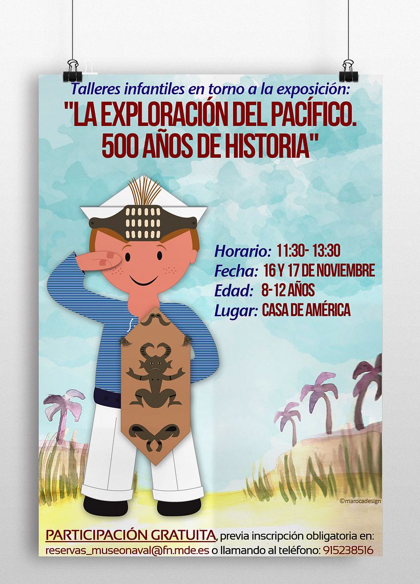 Ilustraciones talleres infantiles de exposición "La exploración del Pacífico. 500 años de historia" 4