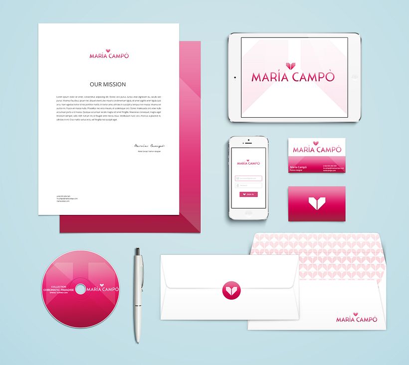 Desarrollo de marca corporativa para María Campó. 1