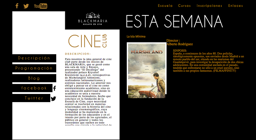 Diseño Pagina web, escuela de cine Bckmaria. -1