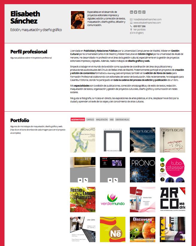 Web en HTML: CV Elisabeth Sánchez 0