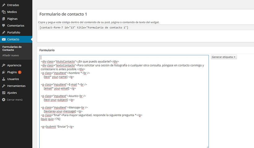 Formulario de contacto en wordpress 0