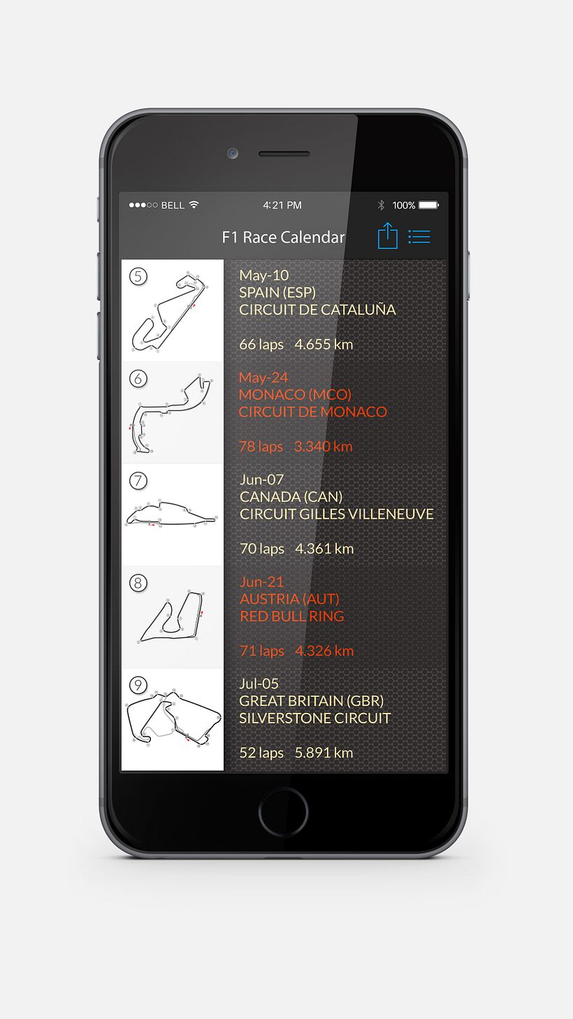 Concepto App Clasificación Campeonato Formula 1® 2