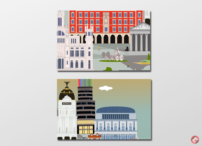 Madrid Skyline - Traditionele illustratie