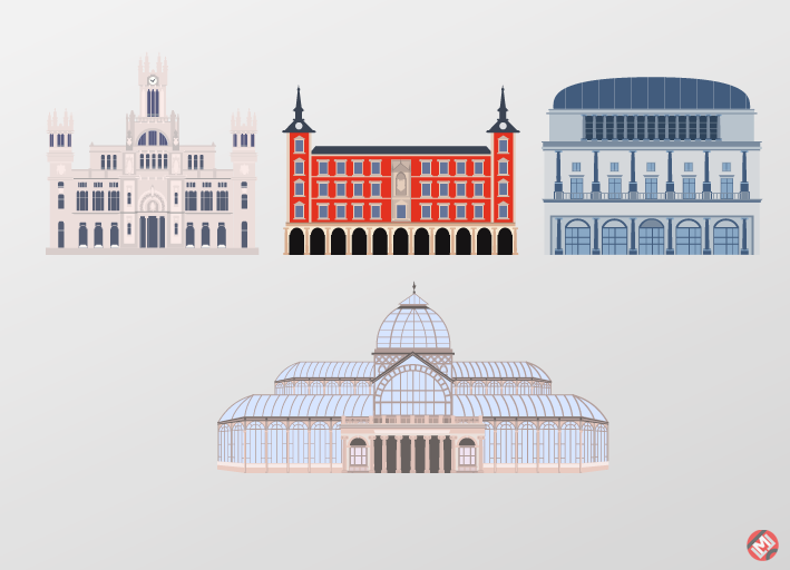Madrid Skyline - Traditionele illustratie