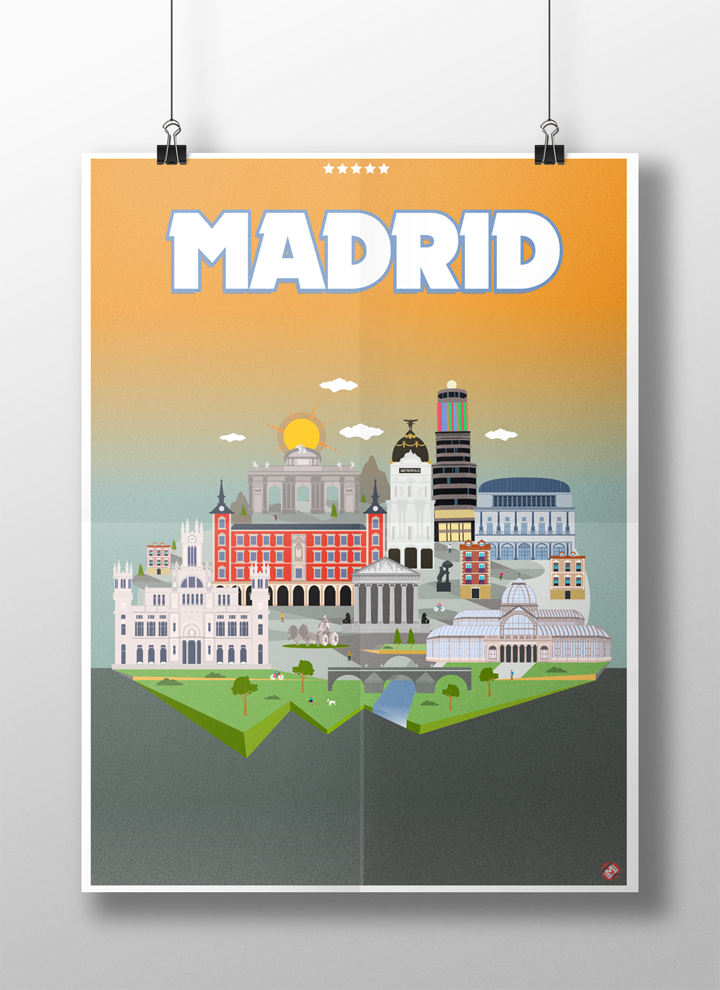 Madrid Skyline - Traditionele illustratie
