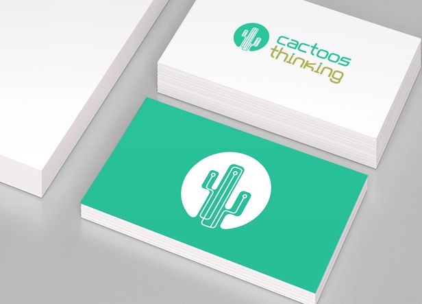 Cactoos Thinking es una consultoría tecnológica para proyectos "startups" o con concepto tecnológico innovador. Jugando con las líneas verticales (hileras de pinchos) típicas de estas plantas hemos colocado sutilmente el circuito de un microchip. 1