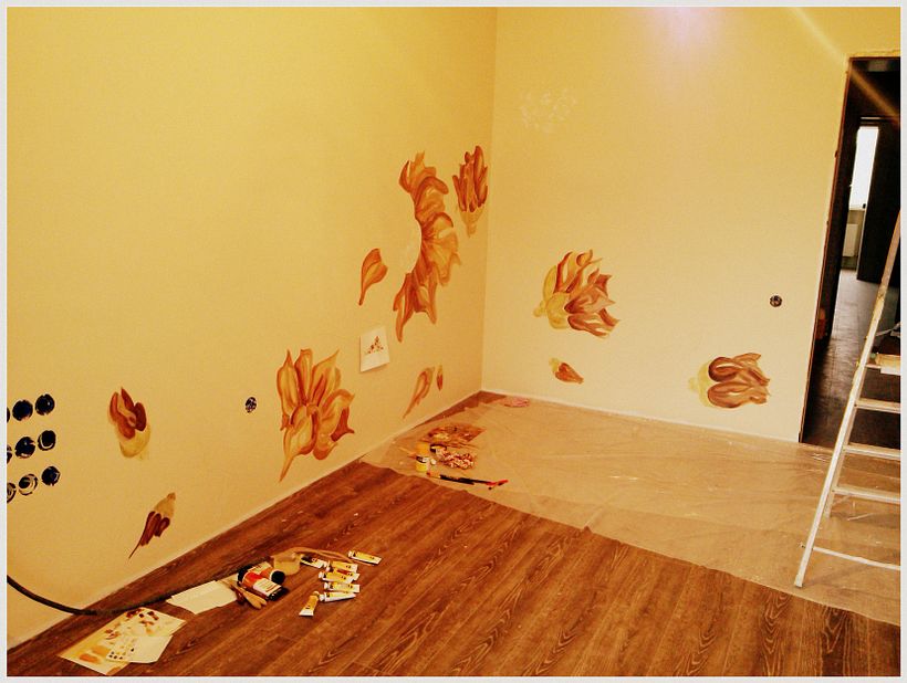 Pared pintada "flores" 9