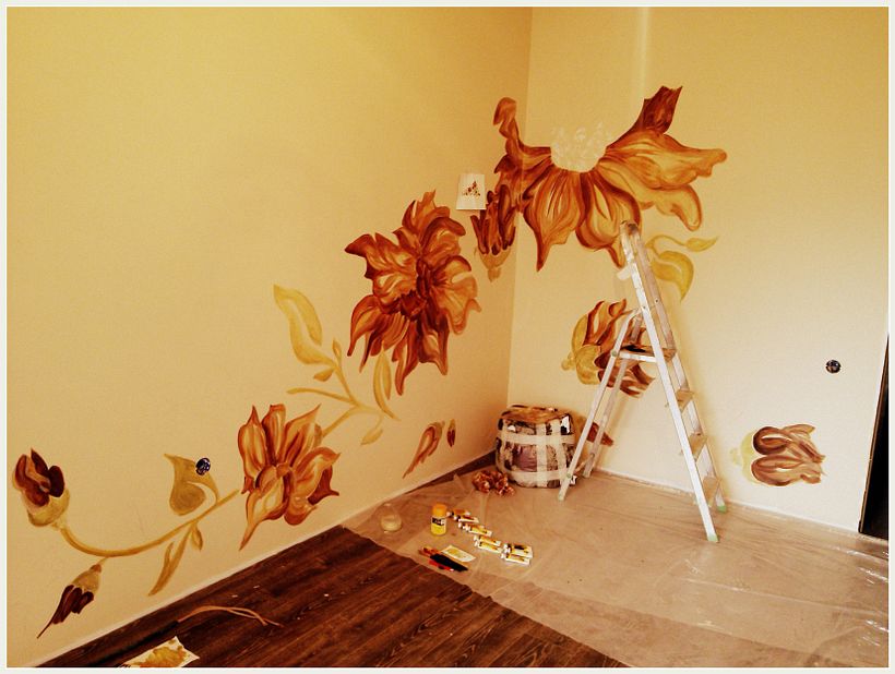 Pared pintada "flores" 10