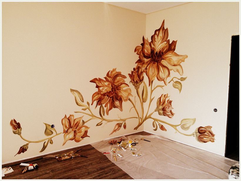 Pared pintada "flores" 11