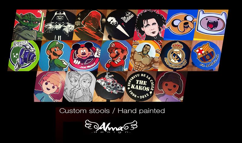 Taburetes Personalizados Pintados a Mano. 1