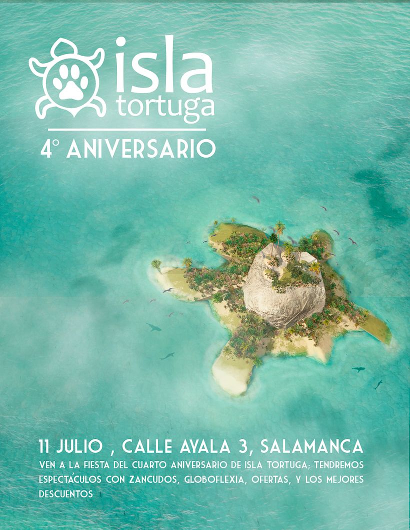 Cartel Cuarto Aniversario Isla Tortuga. -1