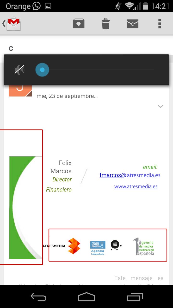 problema desconfiguracion maquetación FIRMA MAIL en android - gmail 1