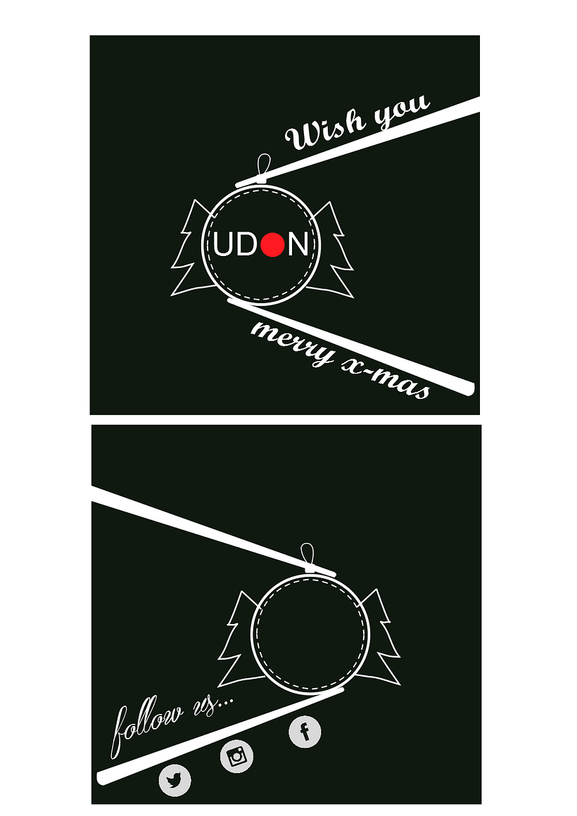  Staff winter t-shirt . UDON Restaurant . 2 possible designs 1