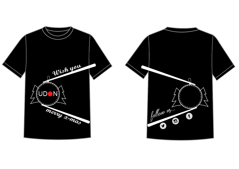  Staff winter t-shirt . UDON Restaurant . 2 possible designs 2