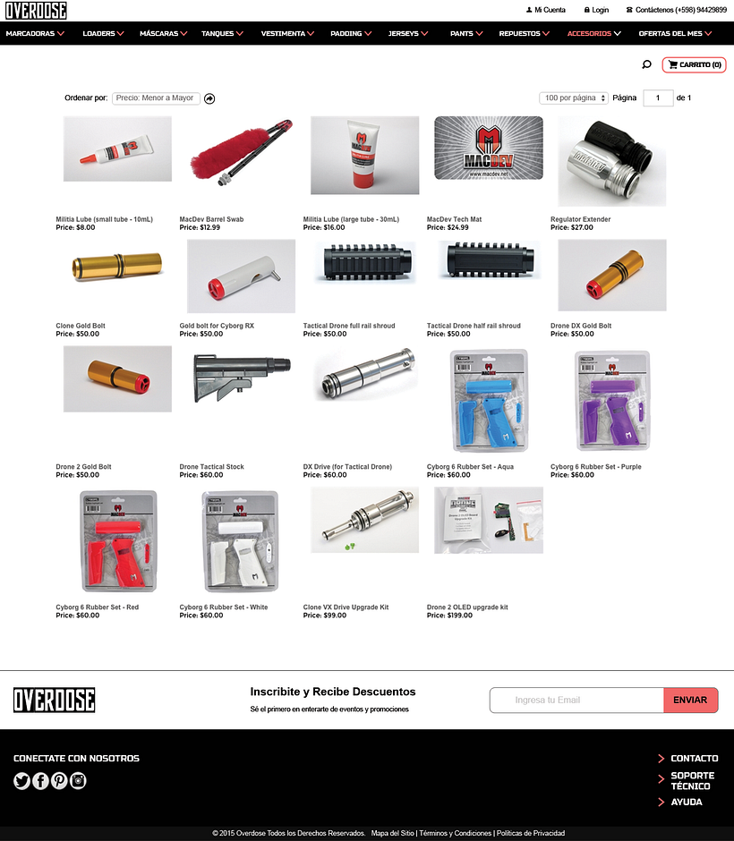 Maquetado de sitio web - Overdose Paintball Store 3