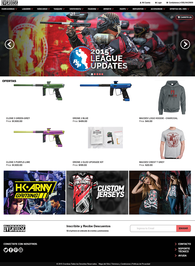 Maquetado de sitio web - Overdose Paintball Store 0