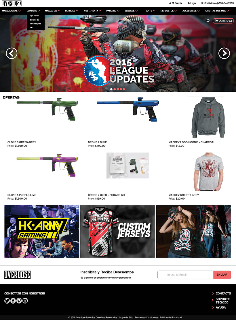 Maquetado de sitio web - Overdose Paintball Store 1