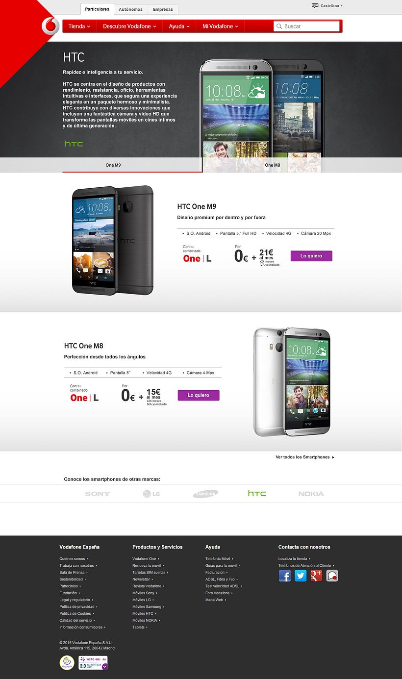 Landings de marca para Vodafone 2