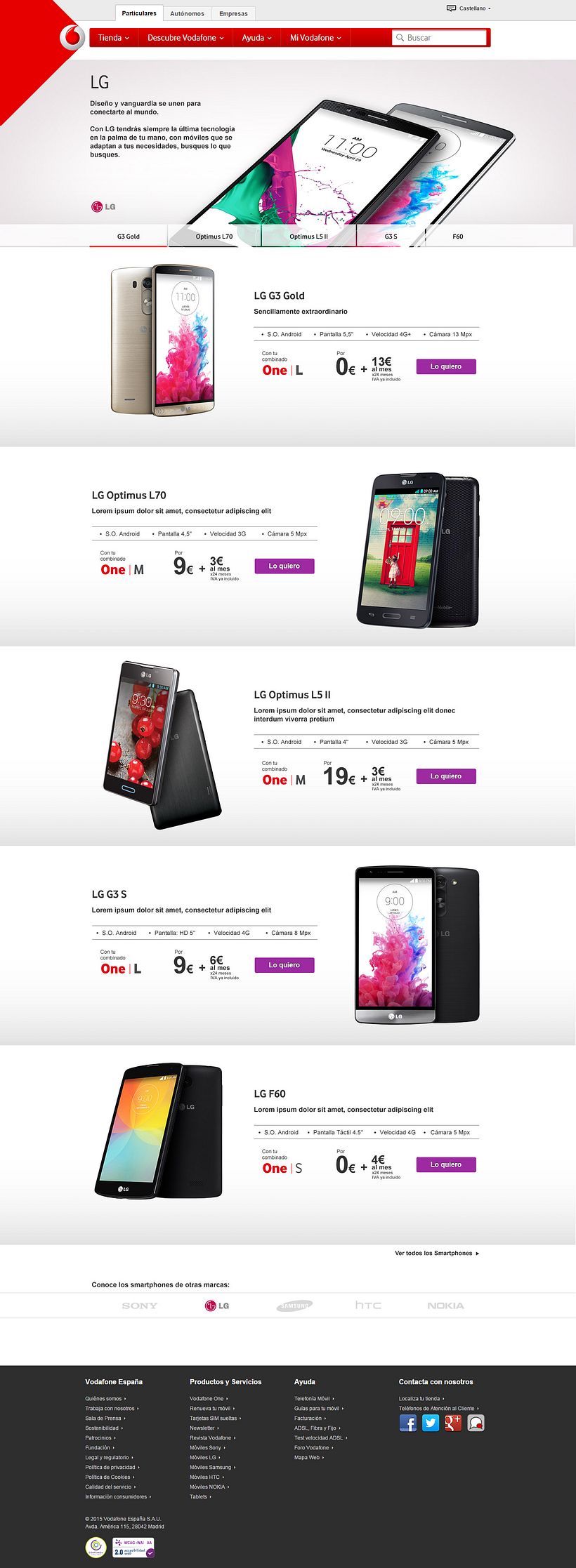 Landings de marca para Vodafone 1