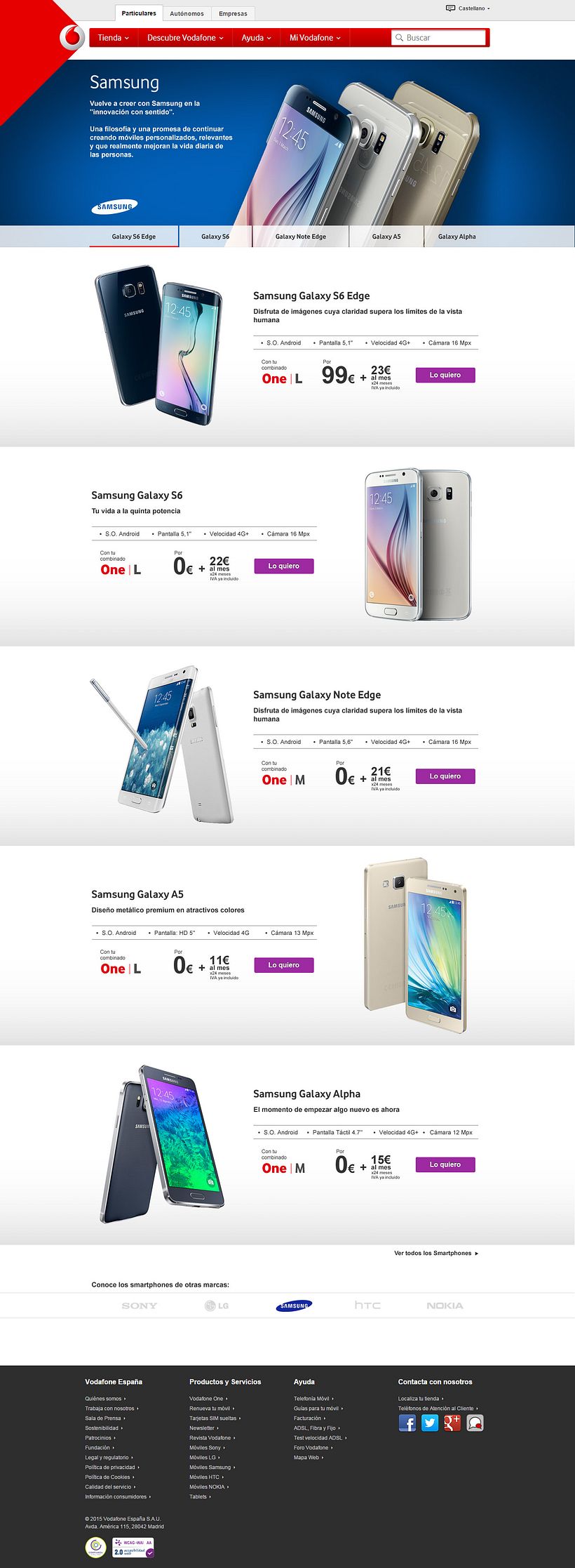 Landings de marca para Vodafone 0