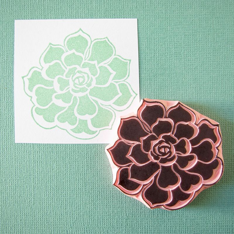 Sellos tallados a mano de plantas suculentas -1