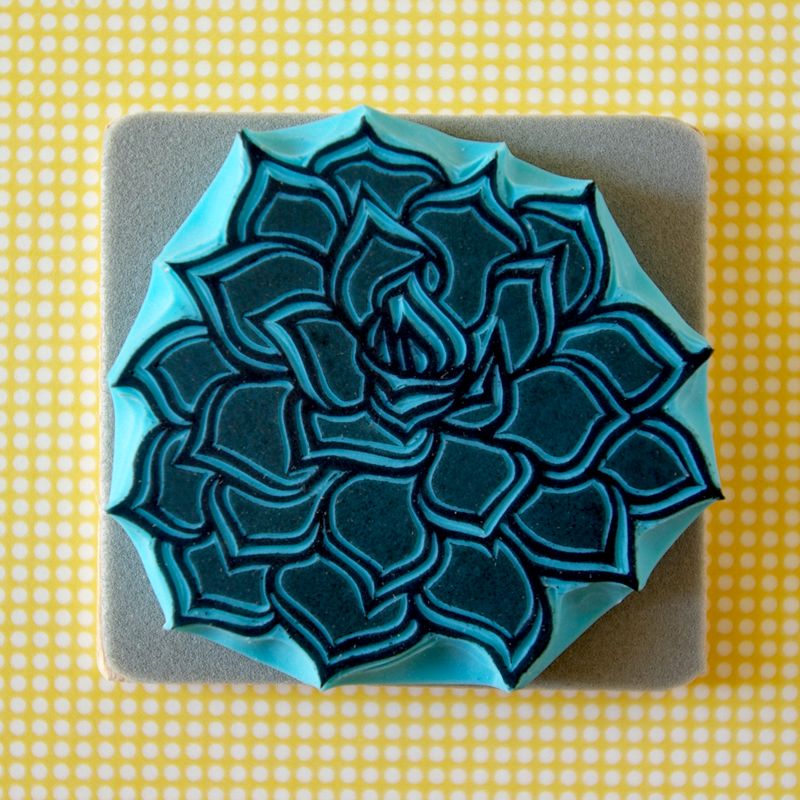 Sellos tallados a mano de plantas suculentas 3