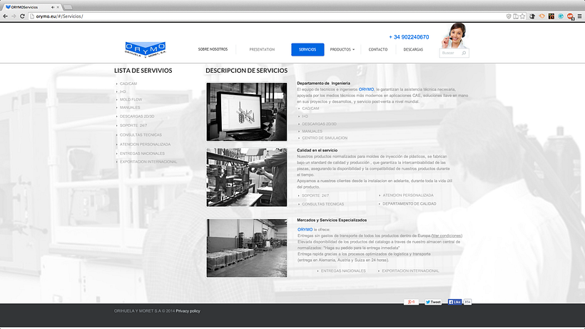 diseño WEB para la empresa:  ORYMO S.A  2