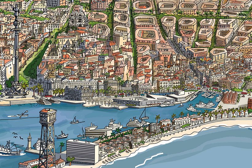 Barcelona vista desde el mar por Javier Mariscal 4