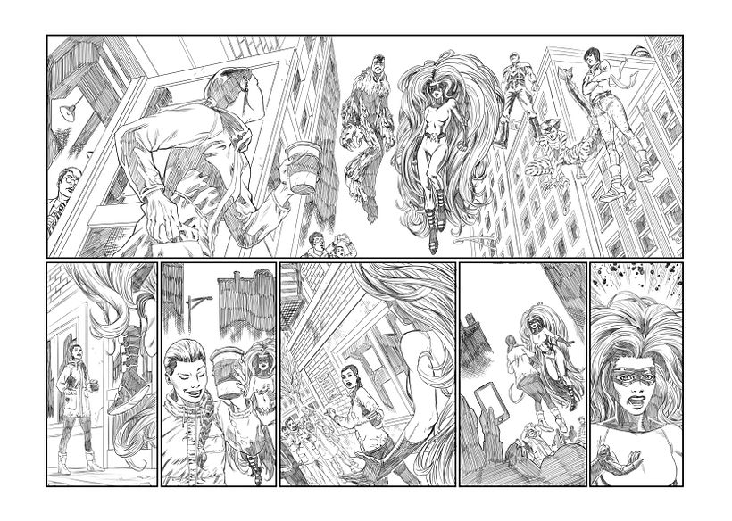 Heroína con trenza en blanco y negro - Cómic
