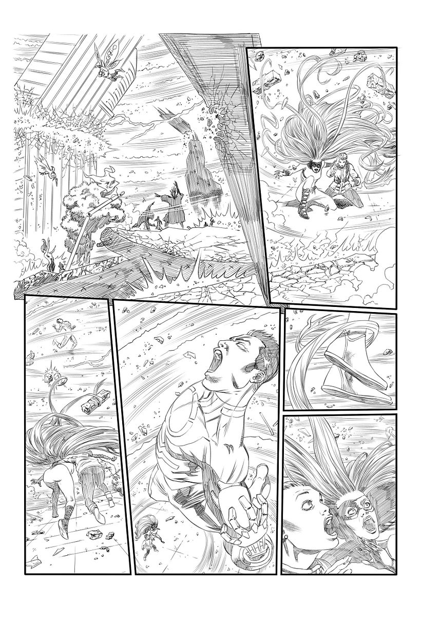 Heroína con trenza en blanco y negro - Cómic
