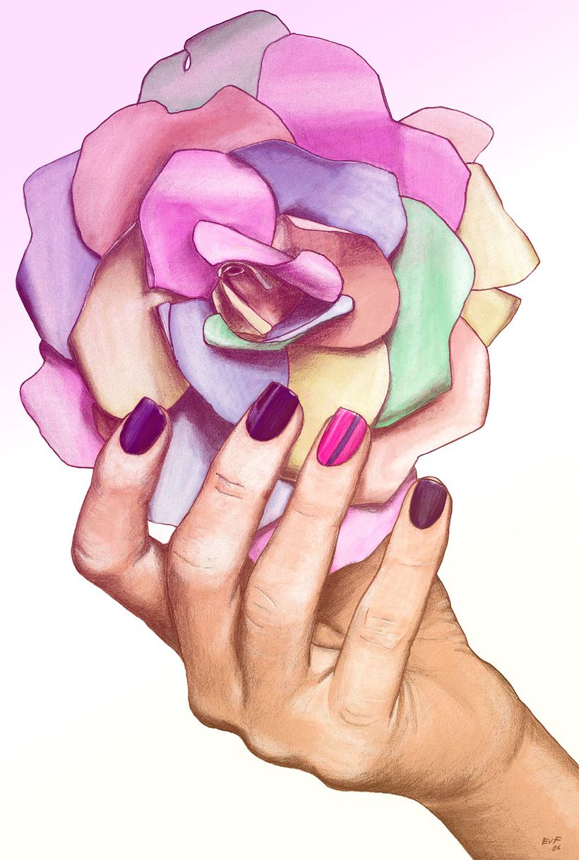 Virgen María (Rosa Mística): Del dibujo a lápiz a la ilustración digital 2