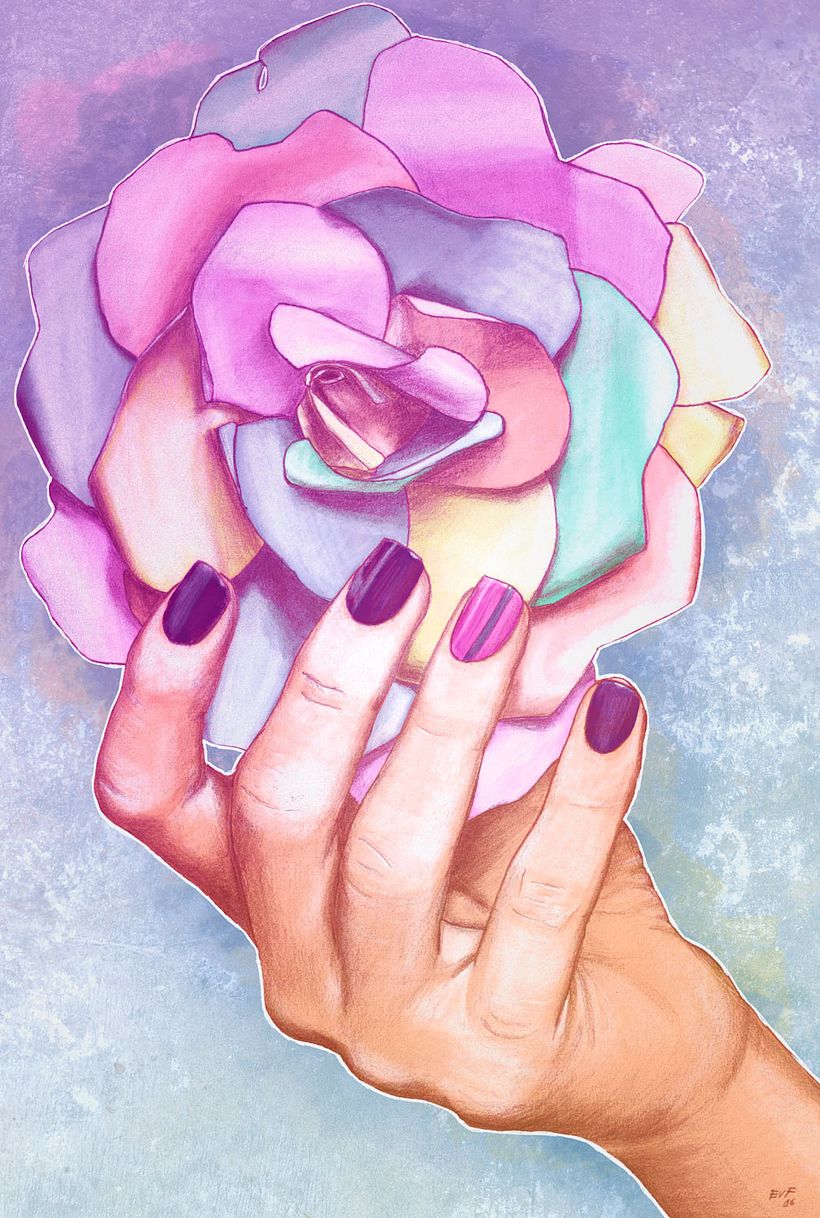 Virgen María (Rosa Mística): Del dibujo a lápiz a la ilustración digital 3