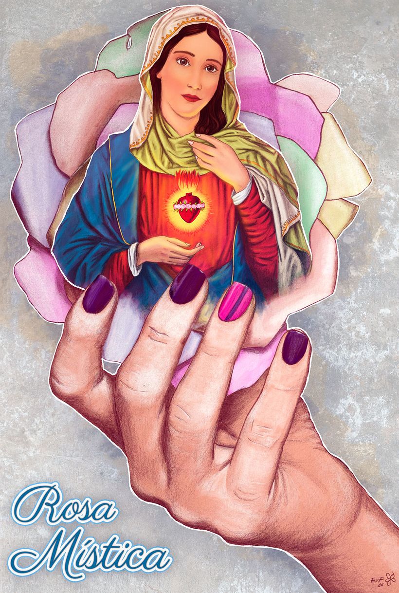 Virgen María (Rosa Mística): Del dibujo a lápiz a la ilustración digital 13