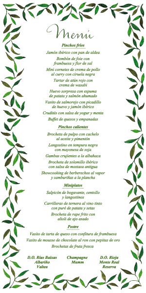 Invitación de boda y menú 1