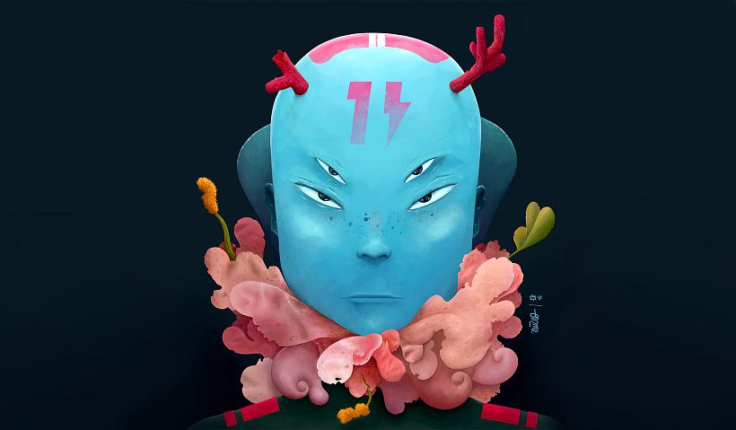 REDsistance → Forest Warrior - Traditional illustration