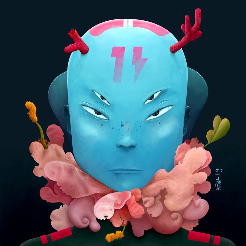 REDsistance → Forest Warrior - Traditional illustration
