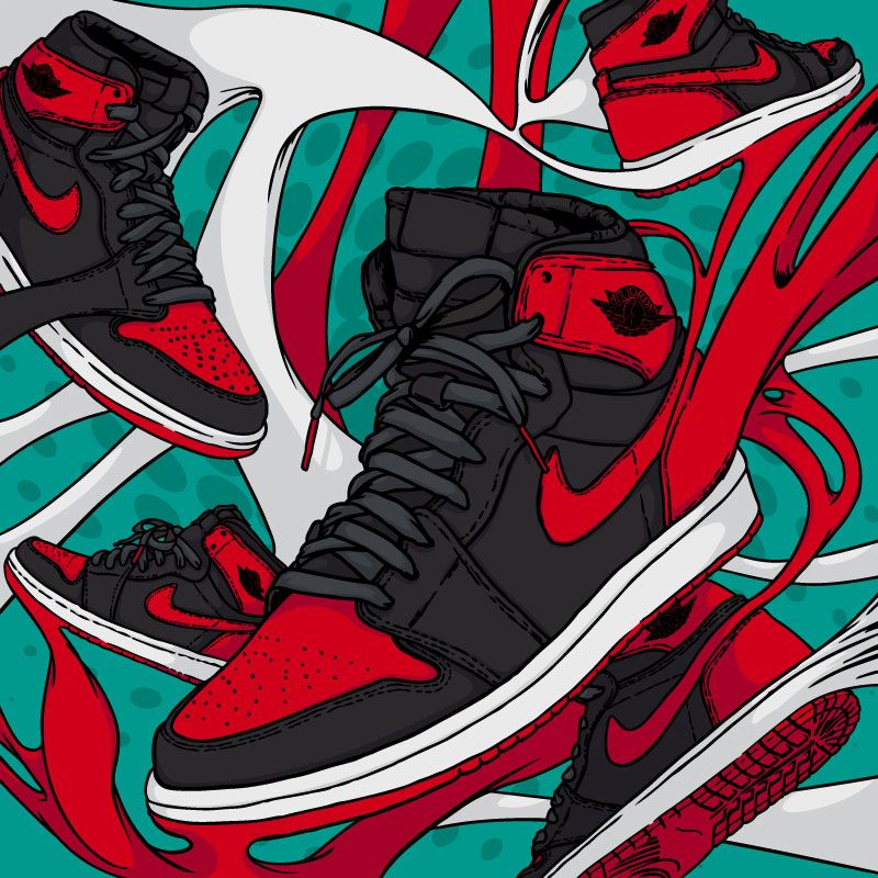 Ilustración basada en las Air Jordan 1 Retro High OG "Banned" -1