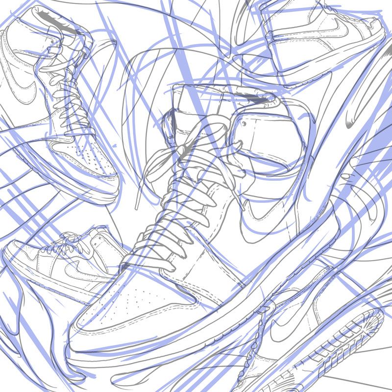 Ilustración basada en las Air Jordan 1 Retro High OG "Banned" 3