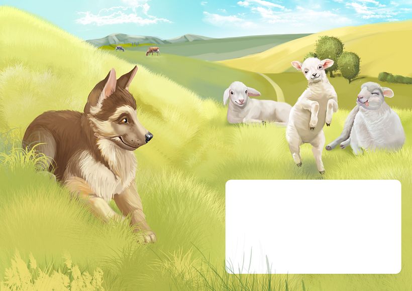 Ilustraciones para el libro de niños "yo soy perro el pastor" 4