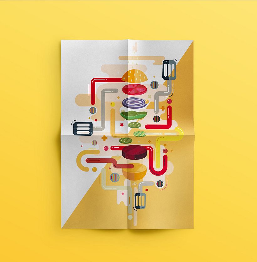 Receta ilustrada de una hamburguesa 4