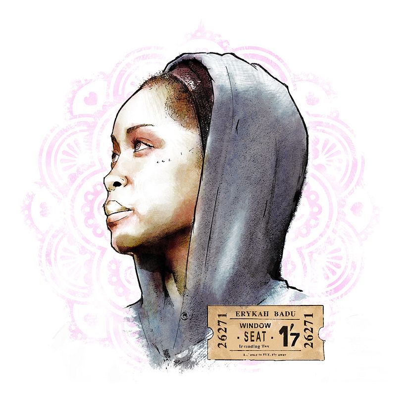 Erykah Badu | Mi Proyecto del curso: Retrato ilustrado con Photoshop 0